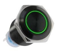 Lamptron - bouton 19 mm noir à LED verte G