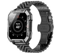 Lamshaw bracelet acier inoxydable Compatible avec Blackview/IOWODO W60 Smart Watch,20mm/22mm métal avec papillon boucle déployante lien bracelet compatible R30 Pro,R50 Smart Watch. (Noir, 22mm)