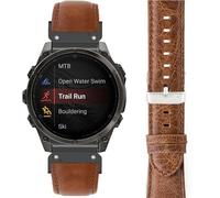 Lamshaw Bracelet Compatible avec Gar min Fenix 8, 20mm, 22mm, 26mm Cuir Véritable Bande de Montre Remplacement pour Fenix 8 43mm,47mm,51mm,Fenix 8 Series,Fenix 7 Smart Watch. (20mm, Brun)