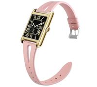 Lamshaw Bracelet Compatible avec Ice Smart TKS 2.0 1.41 Pouces Smartwatch-Élégant & Confortable pour Montre Connectée,Cuir Véritable Bande (Rose)