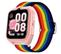 Lamshaw Bracelet Compatible avec IOWODO/Baolubao/Blackview Z30 1.75'' Pouces Smart Watch,Bracelet Sport de en Nylon en Élastiques,Fermeture en acier inoxydable de haute qualité (Arc-en-ciel sombre)