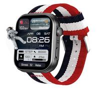 Lamshaw bracelet compatible avec TOZO S6 1.85" Pouces Smart Watch,22mm respirant nylon tissu remplacement bracelet compatible avec TOZO S6, S5, S3 Smart Watch. (Rouge-Blanc-Bleu)