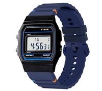 Lamshaw Bracelet de montre F-91W en silicone respirant à dégagement rapide compatible avec Casio W-217H, W-218H, W-219H, F-91W, A158WA, A168WA, A700W-1, A700WM-9, A100WE-1, A100WEPC-1, MDV106-1