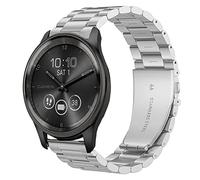 Lamshaw Bracelet de rechange en acier inoxydable compatible avec Garmin Venu Sq 2/Venu Sq/Venu/Venu 2 Plus/Approach S12/Approach S40/Approach S42/D2 Air/Forerunner 245/Forerunner 55/Forerunner 645/Vivomove Trend/Vivomove Style (argent)