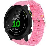 Lamshaw Bracelet de rechange en nylon tissé respirant compatible avec Garmin Forerunner 55/Approach S42/Approach S12 (rose)