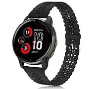Lamshaw Bracelet de rechange fin et fin en silicone avec dentelle pour homme et femme Compatible avec Garmin Venu Sq/Venu Sq 2/Venu 2 Plus/Forerunner 55/Approach S42/Approach S12/D2 Air Noir