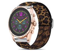 Lamshaw Bracelet en nylon élastique extensible réglable compatible avec la montre intelligente Michael Kors Gen 6 Bradshaw / MK Gen 6 Bradshaw 2021 (léopard)