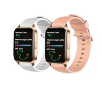 Lamshaw Bracelet Silicone Compatible avec ICE fit 1.0 1,78 Pouces SmartWatch avec Design Vagues Ergonomique - Confort Respirant, Étanche pour Sport/Fitness/Quotidien (2 Packs-Blanc+Rose)