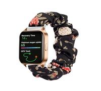 Lamshaw Chouchou Bracelet Compatible avec ICE fit 1.0 1.78''Pouces Smart Watch, en Tissu Imprimé Élastique Bracelet de Montre du ICE fit 1.0 Smartwatch (Fleur noire)