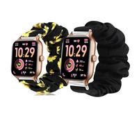 Lamshaw Chouchou Bracelet Compatible avec ICE fit RT 3.0 36mm/40mm SmartWatch, en Tissu Imprimé Élastique de Montre du Compatible avec ICE fit RT 3.0 Smartwatch (Noir+Tournesol, For 36mm)