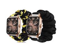 Lamshaw Chouchou Bracelet Compatible avec ICE fit RT 3.0 36mm/40mm SmartWatch, en Tissu Imprimé Élastique de Montre du Compatible avec ICE fit RT 3.0 Smartwatch (Noir+Tournesol, For 40mm)