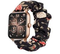 Lamshaw Chouchou Bracelet Compatible avec ICE fit RT 3.0 36mm/40mm SmartWatch, en Tissu Imprimé Élastique de Montre du Compatible avec ICE fit RT 3.0 Smartwatch (Fleurs noires, For 36mm)