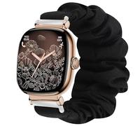 Lamshaw Chouchou Bracelet Compatible avec ICE smart SQ 2.0 1.2'' SmartWatch, en Tissu Imprimé Élastique Bracelet de Montre du Compatible avec ICE smart SQ 2.0 (Noir)