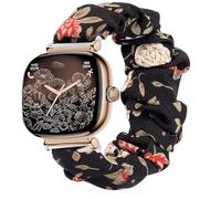 Lamshaw Chouchou Bracelet Compatible avec ICE smart SQ 2.0 1.2'' SmartWatch, en Tissu Imprimé Élastique Bracelet de Montre du Compatible avec ICE smart SQ 2.0 (Fleurs noires)