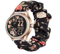 Lamshaw Chouchou Bracelet Compatible avec Ice Smart St 2.0 1.20 Pouces SmartWatch, en Tissu Imprimé Élastique de Montre du Compatible avec S80K Smartwatch (Fleurs noires)