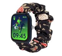 Lamshaw Chouchou Bracelet Compatible avec ICE-WATCH ICE junior 2.0 1.75''Pouces Smart Watch wellness, en Tissu Imprimé Élastique Bracelet de Montre du ICE junior 2.0 Wellness Smartwatch (Fleur noire)