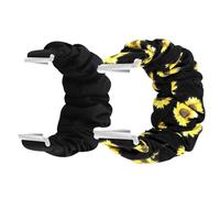 Lamshaw Chouchou Bracelet Compatible avec ICE-WATCH ICE smart 1,85" Smart Watch en Tissu Imprimé Élastique (2 Packs-Noir+tournesol)