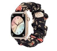 Lamshaw Chouchou Bracelet Compatible avec ICE-WATCH ICE smart 2.0 1.96''Pouces Smart Watch wellness, en Tissu Imprimé Élastique Bracelet de Montre du ICE smart 2.0 Wellness Smartwatch (Fleur noire)