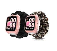 Lamshaw Chouchou Bracelet Compatible avec IOWODO/Baolubao/Blackview Z30 1.75 Pouces SmartWatch, en Tissu Imprimé Élastique de Montre du Compatible avec Z30 Smartwatch (Noir+léopard)