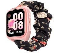 Lamshaw Chouchou Bracelet Compatible avec IOWODO/Baolubao/Blackview Z30 1.75 Pouces SmartWatch, en Tissu Imprimé Élastique de Montre du Compatible avec Z30 Smartwatch (Fleurs noires)