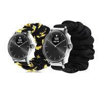 Lamshaw Chouchou Bracelet Compatible avec Withings ScanWatch Light SmartWatch, en Tissu Imprimé Élastique de Montre du Compatible avec Withings ScanWatch Light Smartwatch (Noir+Tournesol)