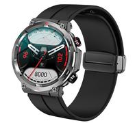 Lamshaw Compatible avec Blackview Smart Watch -Sport Silicone Replacment Bracelet avec Magnetic Folding Buckle Compatible avec Blackview R30 Pro,Blackview W50 SmartWatch (Noir, 20mm)