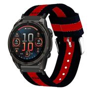 Lamshaw Compatible avec Gar min Fenix 8 bracelet, 26mm, 22mm, 20mm quickfit respirant nylon tissu remplacement bracelet compatible avec Fenix 8 43mm,47mm,51mm,série Fenix 8 (22mm, Noir-Rouge)