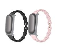 Lamshaw Compatible avec les bracelets Plaud NotePin, bracelets de rechange élastiques en silicone creux compatibles avec enregistreur vocal Plaud NotePin (lot de 2, noir + rose)
