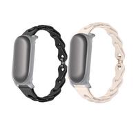 Lamshaw Compatible avec les bracelets Plaud NotePin, bracelets de rechange élastiques en silicone creux compatibles avec enregistreur vocal Plaud NotePin (lot de 2, noir + beige)
