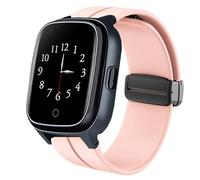 Lamshaw Compatible avec SaveFamily Smart Watch -Sport Silicone Replacment Bracelet avec Magnetic Folding Buckle Compatible avec SaveFamily Senior,SaveFamily Slim 4G,SaveFamily Iconic Plus 2 (Rose)