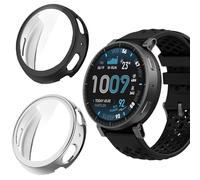 Lamshaw Coque Compatible avec Amazfit Active Max SmartWatch,Protecteur D'écran,[Anti-Rayures] [Ultra Mince Souple] Couverture Totale TPU Cas pour Amazfit Active Max SmartWatch (Noir+Argent)