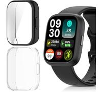 Lamshaw Coque Compatible avec EchoByte SmartWatch,Protecteur D'écran,[Anti-Rayures] [Ultra Mince Souple] Couverture Totale TPU Cas pour EchoByte 1.83 Pouces SmartWatch (Noir+Transparent)