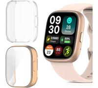 Lamshaw Coque Compatible avec EchoByte SmartWatch,Protecteur D'écran,[Anti-Rayures] [Ultra Mince Souple] Couverture Totale TPU Cas pour EchoByte 1.83 Pouces SmartWatch (Transparent+Rose Or)