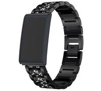 Lamshaw Cristaux Bracelet en acier inoxydable Strass Convient aux hommes et aux Femmes Compatible avec Amazfit Helio Strap Smart Watch (Noir)