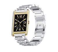 Lamshaw Cristaux Bracelet en acier inoxydable Strass Convient aux hommes et aux Femmes Compatible avec Ice Smart TKS 2.0 1,41 Pouces Smart Watch (Argent)