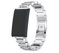 Lamshaw Cristaux Bracelet en acier inoxydable Strass Convient aux hommes et aux Femmes Compatible avec Amazfit Helio Strap Smart Watch (Argent)