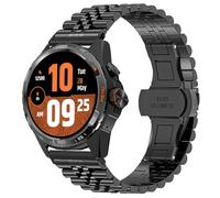 Lamshaw le bracelet Compatible TicWatch Atlas, 20mm,22mm,24mm bracelet en acier inoxydable solide avec boucle déployante papillon, compatible avec les versions TicWatch Atlas (Noir, 24mm)