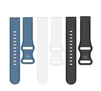 Lamshaw Lot de 3 bracelets de rechange en silicone souple pour montre connectée 3Plus Vibe Plus 2021 Blanc + Noir + Cyan Rock