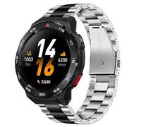 Lamshaw Métal Compatible avec Mibro GS Pro2/ Pro/Explorer/Explorer S/ Active2/ Active，Mibro Watch GT/Mibro Lite 3 Pro SmartWatch,Bracelet en Acier Inoxydable (Argent-Noir)