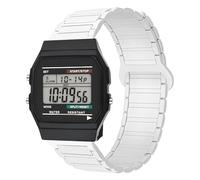 Lamshaw W-218H Bracelet de montre de rechange en silicone à dégagement rapide compatible avec CASIO W-217H, W-218H, W-219H, F-91W, A158WA, A168WA, A700W-1, A700WM-9, A100WE-1, A100WEPC-1 (blanc, 18 mm