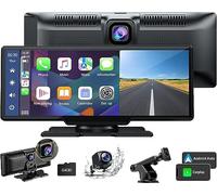 Lamto sans Fil A-pple Carplay et Android Auto, Stéréo de Voiture avec Dashcam Avant 2K, Caméra Arrière 1080P, Portable, écran Tactile de 9,26 Pouce avec Bluetooth/GPS/FM/AUX/Lien Miroir/Carte TF 64G