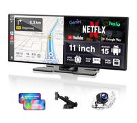 LAMTTO Autoradio Écran CarPlay sans Fil avec Google-Play & Gemini AI,11 Pouces AppIe Car Play Portable Android Auto avec 8-core 4+64 GB Net-flix Youtube/Caméra de Recul/Airplay/Bluetooth/Navigation/FM