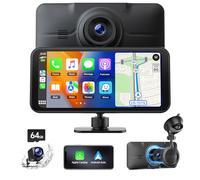 LAMTTO Carplay Voiture avec 4K+1080p Dashcam Avant Arriere, Sans Fil A-ppIe Car play Android Auto, Mirror Link 6.25'' Ecran Tactile Navigation Assistant Vocal Capteur G Bluetooth FM AUX Carte SD 64 Go