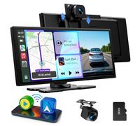 LAMTTO Écran CarPlay Voiture sans Fil 10,25 Pouces Autoradio Android Auto Stéréo Car Play avec Dashcam Avant 2,5K Caméra Arrière 1080P avec Navigation Bluetooth FM AUX Enregistrement Loop 64GB TF
