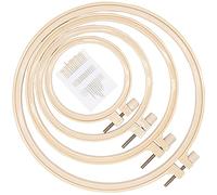 LAMXD Lot de 4 cercles à broder ronds en plastique pour point de croix - 4 tailles - Avec aiguilles à broder dorées