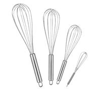 LAMXD 4 Pièces Fouet Cuisine INOX Professionnel, Batteur Manuel à Œufs Contient 21cm, 26cm, 29cm, Fouet pour Mélanger, Remuer la Pâte, Les Œufs,Fouetter, Mousser, Argent