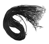 LAMXD 45 Pcs Cordon de Collier Wax Cordon de Collier en Cuir Artificiel Collier Mousqueton en Corde Tressée DIY Collier Pendentif Accessoires Cordon de Collier Unisexe (Noir)