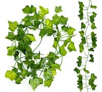 LAMXD Lierre Artificiel Guirlande, 1 Pcs Faux Lierre Vigne Plantes Feuillage Vertes Décoration Interieur Extérieure pour Mariage, Fêtes, Célébration, Cuisine, Bureau, Jardin et Décoration Murale