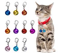 LAMXD Lot de 10 clochettes colorées pour collier de chat, breloques pour collier de chien, petites clochettes avec fermoirs, accessoires de collier pour animal domestique, fête, loisirs créatifs