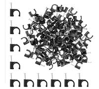 LAMXD Lot de 100 clips ronds noirs pour câbles de 10 mm, pinces à clous pour fil Ethernet, câbles électriques, fils